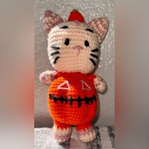 Orange Pumpkin Cat Crochet Plush Toy by